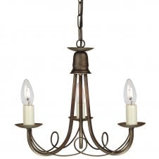 3 Light Gothic Chandelier in Black Gold