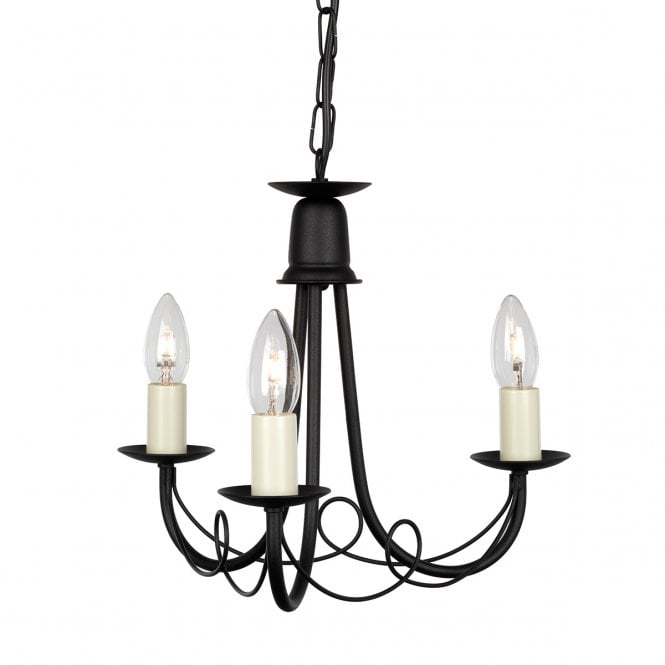 MINSTER 3 Light Gothic Chandelier in Black