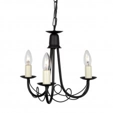 3 Light Gothic Chandelier in Black