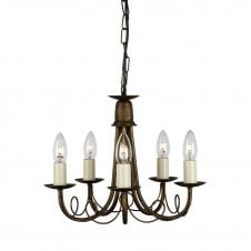5 Light Gothic Chandelier in Black Gold 