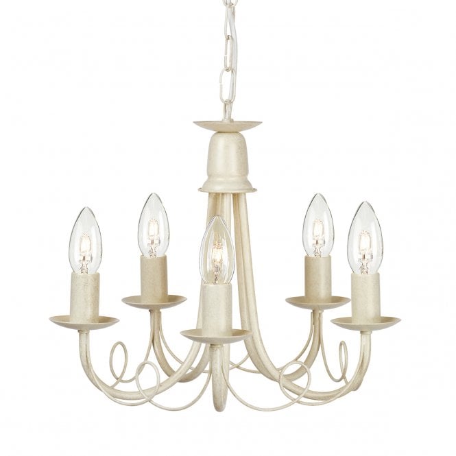 MINSTER 5 Light Gothic Chandelier in Ivory Gold