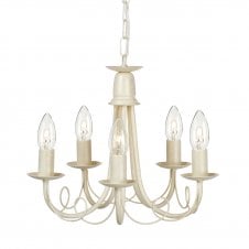5 Light Gothic Chandelier in Ivory Gold