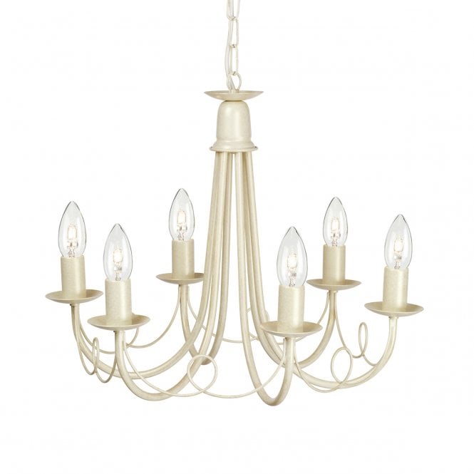 MINSTER 6 Light Gothic Chandelier in Ivory Gold