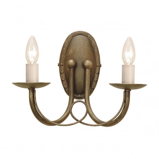 MINSTER Gothic Style Double Candle Wall Light Black/Gold