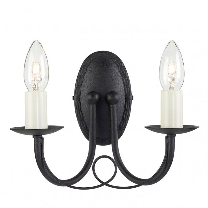 MINSTER Gothic Style Double Candle Wall Light Black