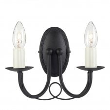Single Gothic Style Double Candle Wall Light Black Lighting Company UK
