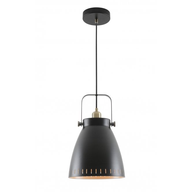 MINSTER Large Retro Ceiling Pendant Matt Black/Antique Brass/Khaki