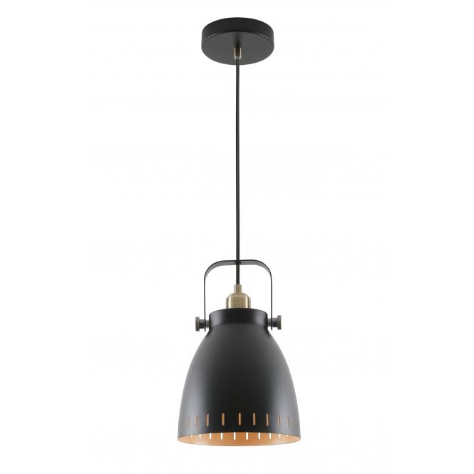 MINSTER Medium Retro Ceiling Pendant Matt Black/Antique Brass/Khaki