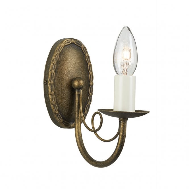 MINSTER Single Gothic Style Candle Wall Light Black/Gold