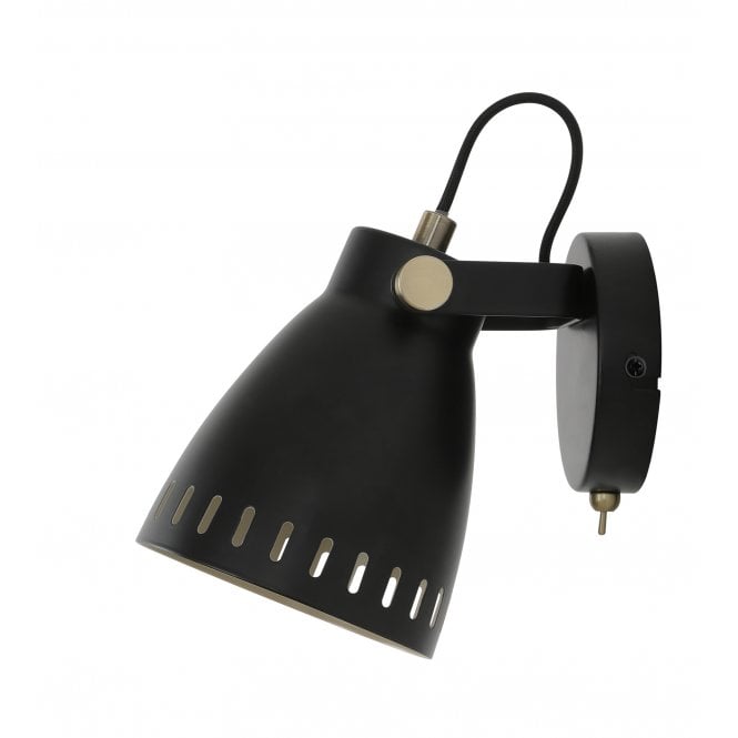 MINSTER Switched Wall Light Matt Black, Antique Brass, Khaki Shade Inner