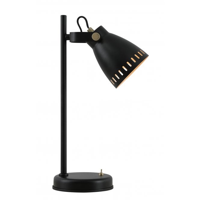 MINSTER Table Lamp Matt Black, Antique Brass, Khaki Shade Inner