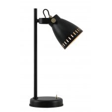 Retro Table Lamp Matt Black, Antique Brass, Khaki Shade Inner 
