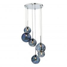 Ceiling pendant cluster with iridescent glass