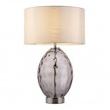 MIRAGE Table Lamp in Grey Tinted Glass with Bright Nickel Accents