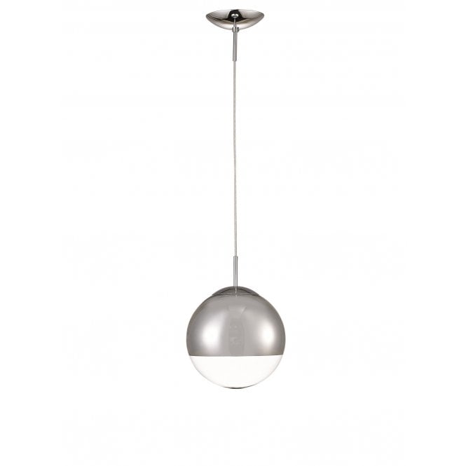 MIRANDA Chrome Glass Globe Ceiling Pendant Light 25cm