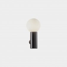 MIST Single Bathroom Wall Light in Black with Opal Shade