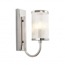 MIST Wall Light in Bright Nickel with Ribbed Bubble Glass