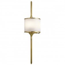 modern natural brass bathroom wall light with opal glass