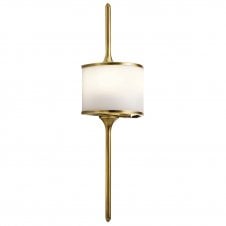 modern natural brass bathroom wall light with opal glass