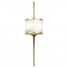 modern polished brass bathroom wall light with opal glass