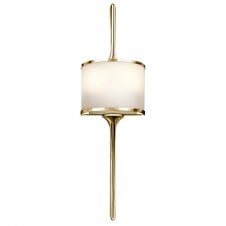 modern polished brass bathroom wall light with opal glass