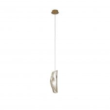 MONOSWATHE Single Ceiling Pendant in Polished Brass with Cognac Glass