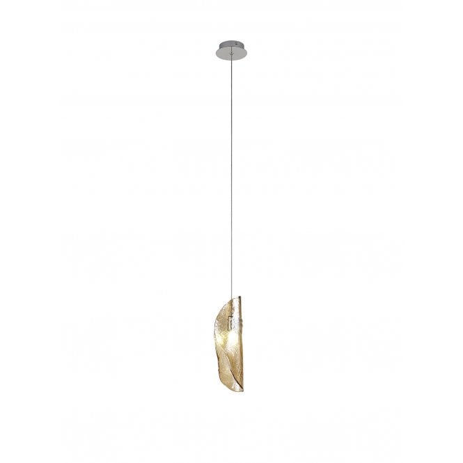 MONOSWATHE Single Ceiling Pendant in Polished Chrome with Amber Glass