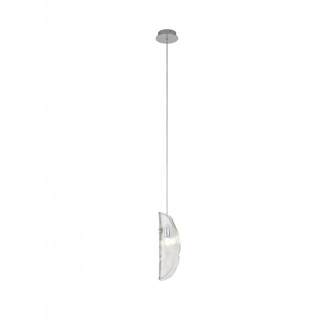 MONOSWATHE Single Ceiling Pendant in Polished Chrome with Crystal Glass