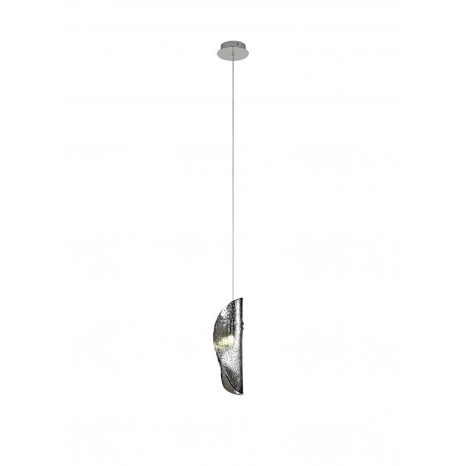 MONOSWATHE Single Ceiling Pendant in Polished Chrome with Smoked Glass