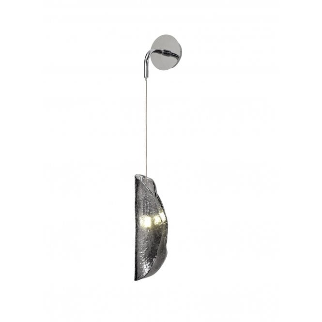 MONOSWATHE Wall Light Pendant in Polished Chrome with Textured Smoke Glass