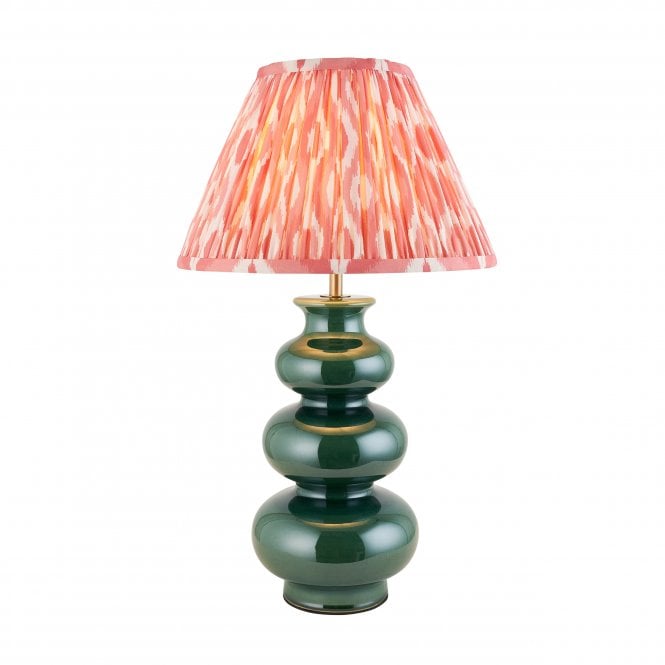 Monroe Ceramic Table Lamp with Ikat Shade in Coral Pink