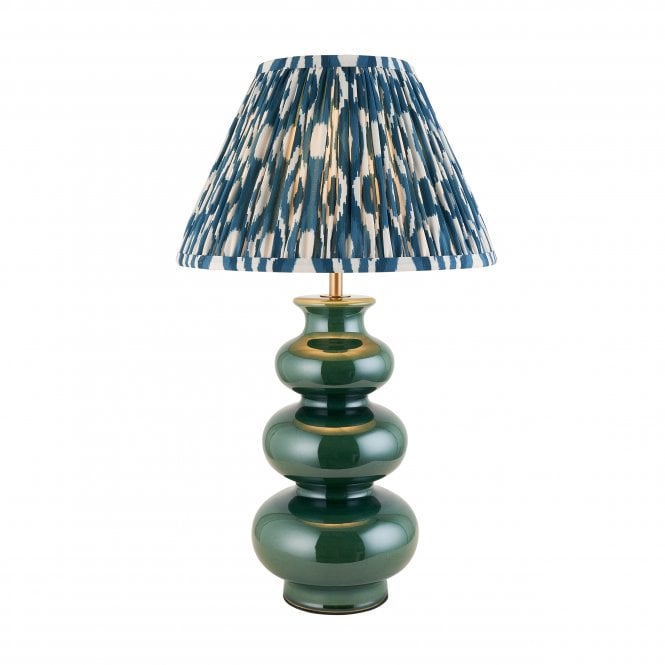 Monroe Ceramic Table Lamp with Ikat Shade in Marlin Blue