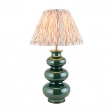 Monroe Ceramic Table Lamp with Ikat Shade in Neutral