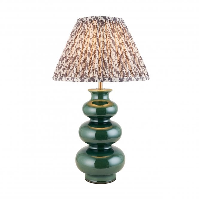 Monroe Ceramic Table Lamp with Leaf Shade in Pearl Grey