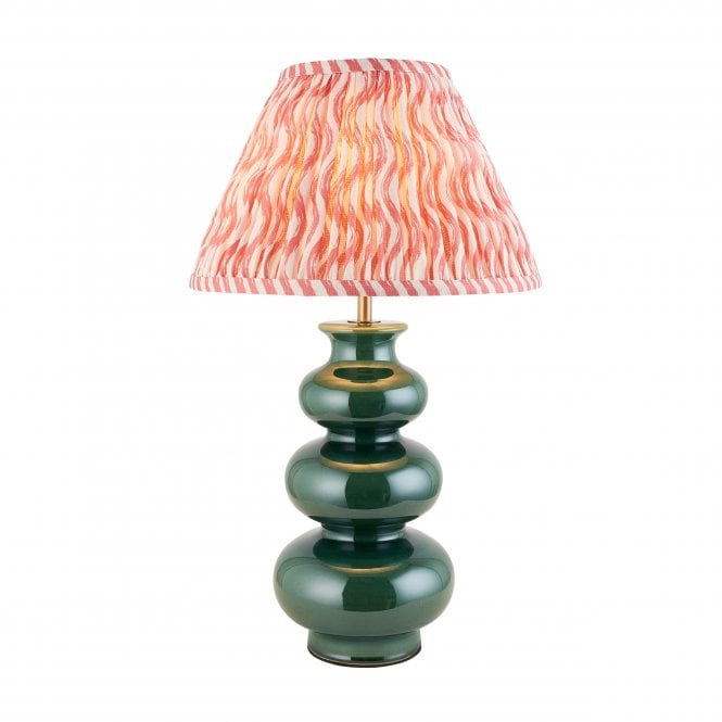 Monroe Ceramic Table Lamp with Ripple Shade in Coral Pink