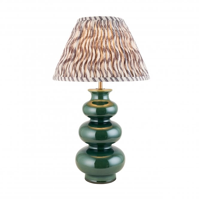 Monroe Ceramic Table Lamp with Ripple Shade in Pearl Grey