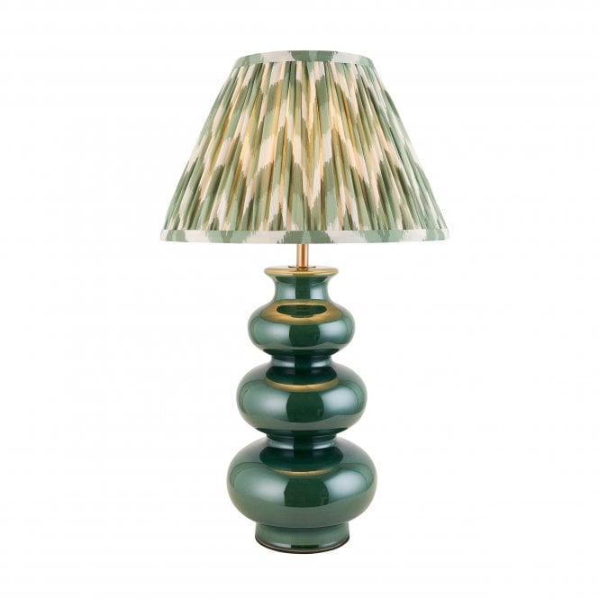 Monroe Ceramic Table Lamp with Zigzag Shade in Cotswold Green
