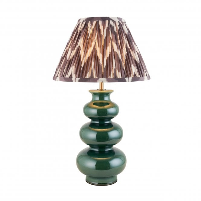 Monroe Ceramic Table Lamp with Zigzag Shade in Pearl Grey