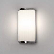 MONZA polished chrome bathroom wall light with opal glass shade