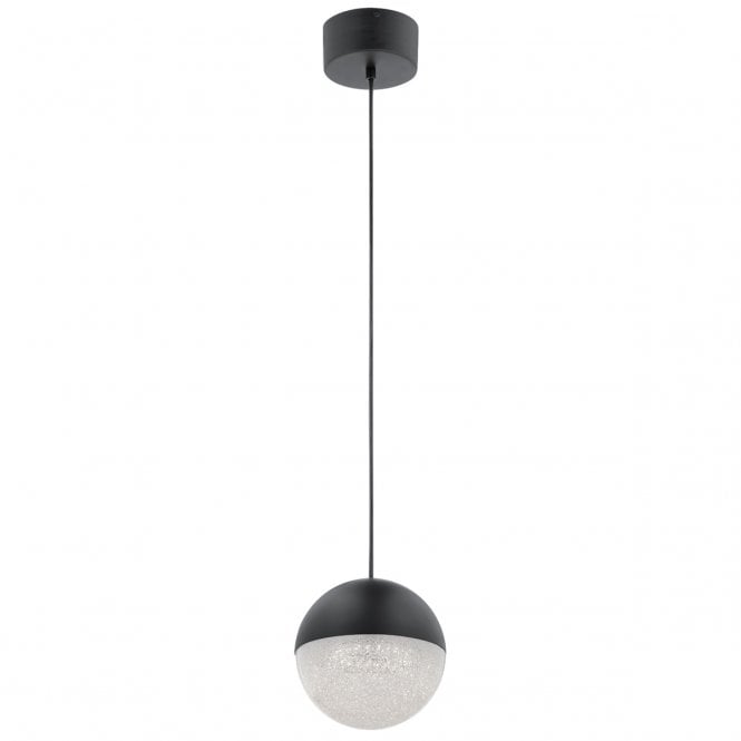 MOONLIT LED Mini Pendant in Black with Crushed Cubic Zirconia Chips