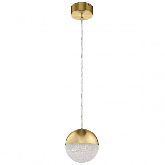 MOONLIT LED Mini Pendant in Gold with Crushed Cubic Zirconia Chips