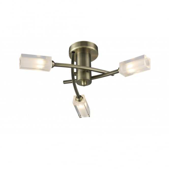 Morgan 3 Light Semi-Flush in Antique Brass