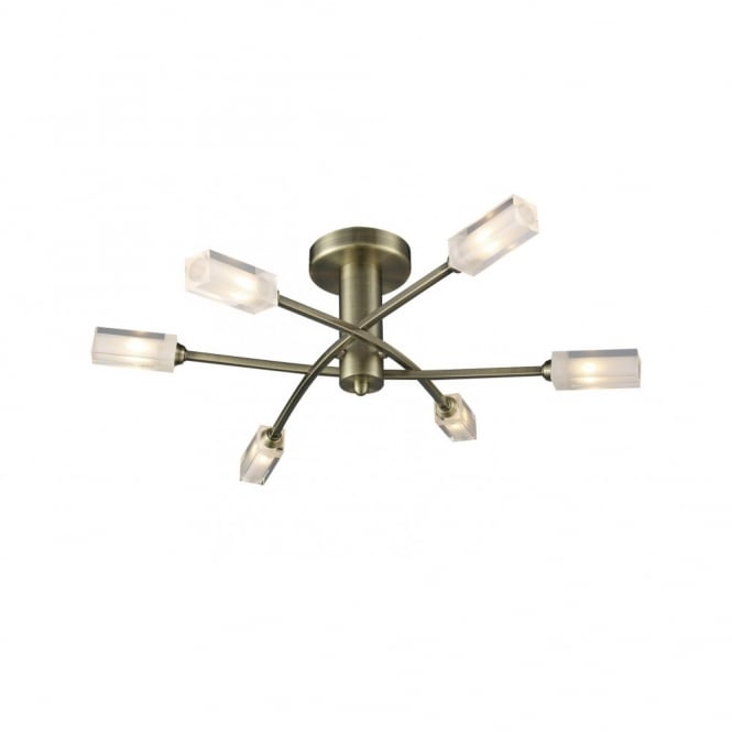 Morgan 6 Light Semi-Flush in Antique Brass