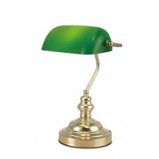 Morgan Classic Banker's lamp Polished Brass finish with Green Glass shade