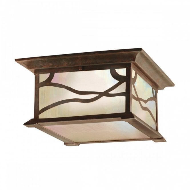 MORRIS 2 Light Flush Mount in Distressed Copper | Exterior light IP44