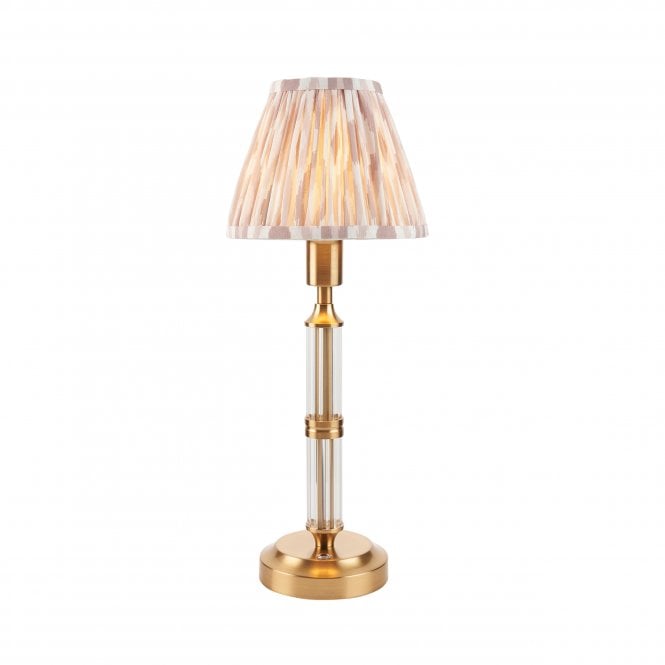 Morton Rechargeable Table Lamp with Ikat Shade in Neutral