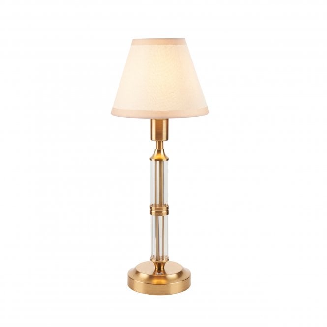 Morton Rechargeable Table Lamp with Ivy Shade in Vintage White