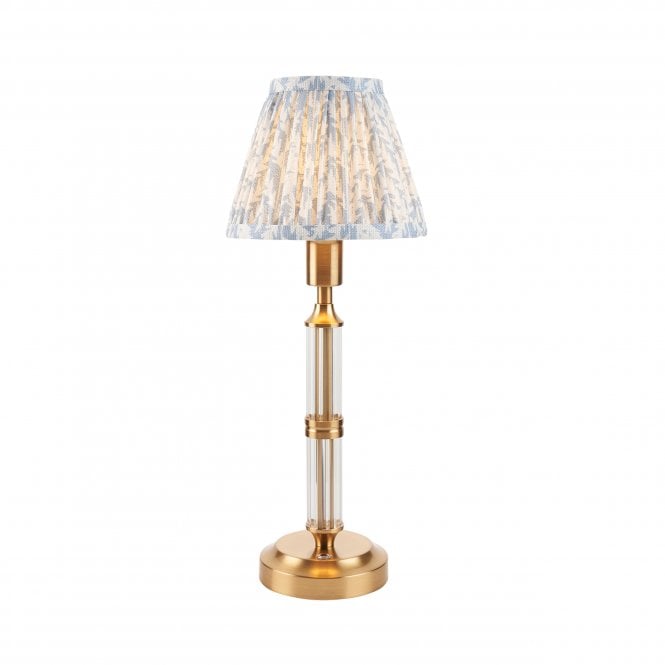 Morton Rechargeable Table Lamp with Leaf Shade in Blue
