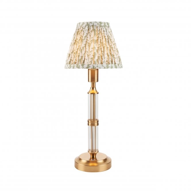 Morton Rechargeable Table Lamp with Leaf Shade in Green