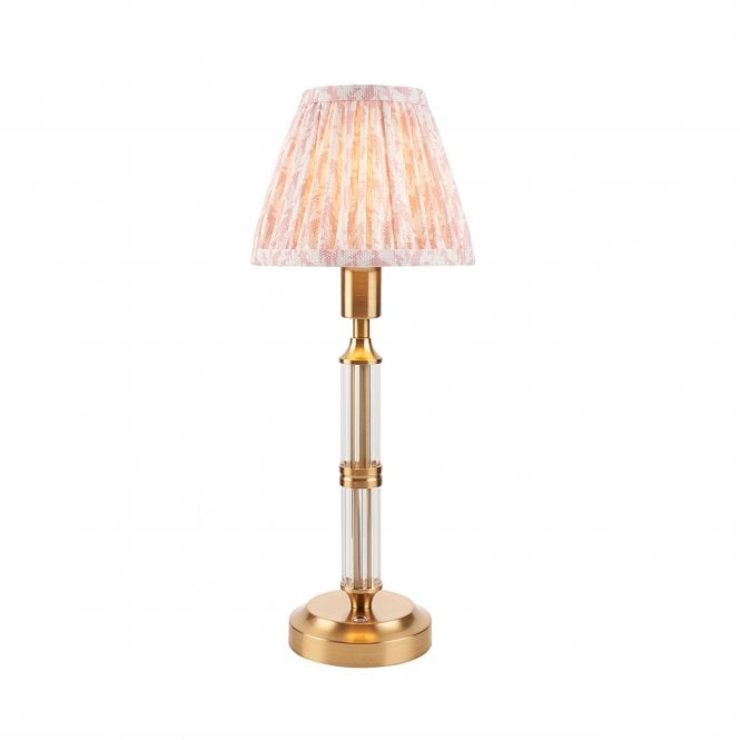 Morton Rechargeable Table Lamp with Leaf Shade in Peach
